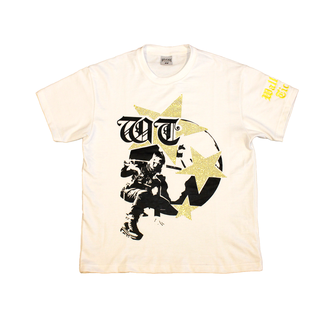 Yellow "Global Assassin" Rhinestone Tee