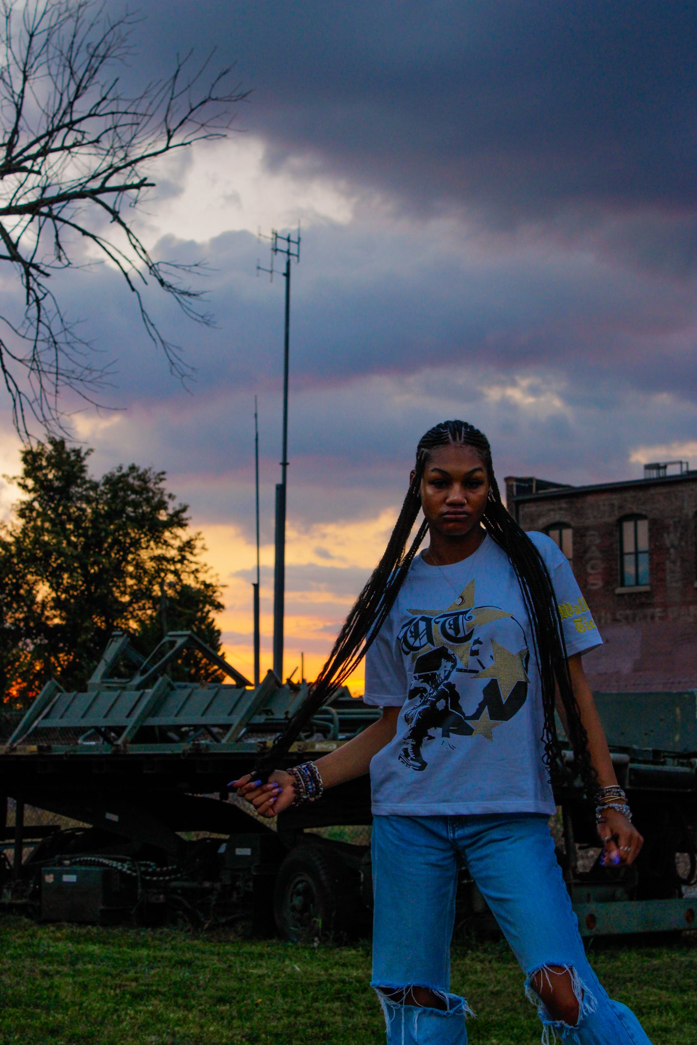 Yellow "Global Assassin" Rhinestone Tee